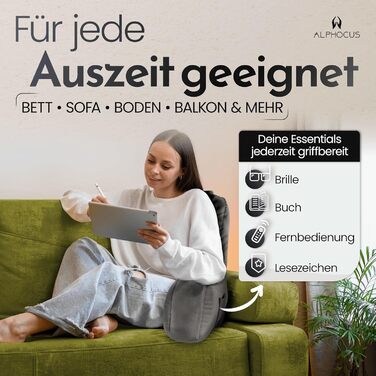 Подушка для спинки ліжка з інтегрованою подушкою з вишневих кісточок - подушка для читання 2 в 1, подушка з підігрівом, ергономічна подушка для спини - подушка у формі книги для комфорту та відпочинку