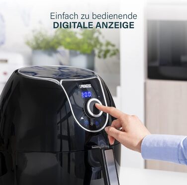 Фритюрниця Princess XXL 5.2 літра на 62.2 відсотка менше споживання енергії Цифровий дисплей і ручне керування 8 програм Aerofryer 182055, чорна фритюрниця 5.2 л