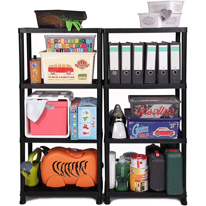 Стелаж Ondis24, полиця для зберігання, 60 x 30 x 131 (В) см, 12-дюймовий вставний стелаж, пластик, антрацит, максимальне навантаження 80 кг - подвійна упаковка 60 x 30 x 138 см