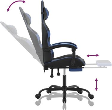 Ігрове крісло з підставкою для ніг, крісло для ПК, ігрове крісло, крісло для геймерів, крісла для ігор, крісла для кабінету, комп&39ютерне крісло, крісло для PlayStation, чорно-синя штучна шкіра