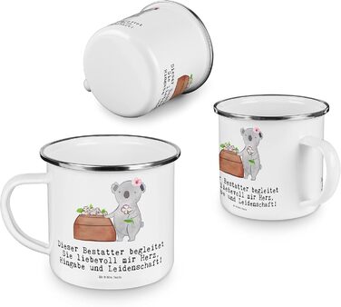 Емальована кемпінгова кружка &quotМістер і місіс Панда&quot з сердечком трунаря - подарунок, келих для відпочинку на природі, келих з нержавіючої сталі для пиття, металевий келих, кемпінговий келих, компанія, білий емальований кемпінговий келих