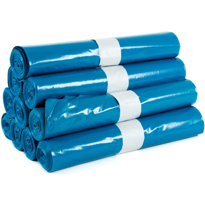 Міцні сміттєві пакети Hygiene VOS 100, надзвичайно міцні, шириною 70 см та довжиною 110 см - 10 рулонів синіх сміттєвих пакетів, місткістю 120 л - виготовлені з екологічно чистої переробленої плівки