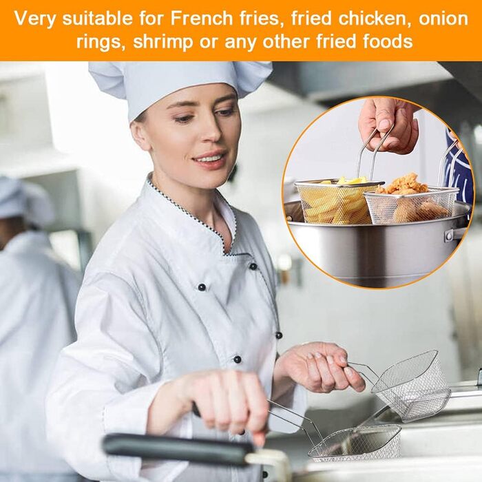 Кошик для смаження BUENTYA 8 шт. Невеликий кошик для смаження з нержавіючої сталі для подачі картоплі фрі кошик для міні-фритюрниці Кошик для фритюрниць Кошик для подачі картоплі фрі Кошик для смаження картоплі фрі з ручкою Французька решітка для смаження