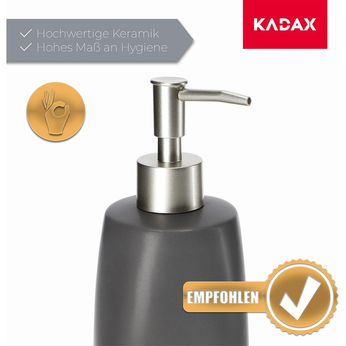 Дозатор мила KADAX з помпою, помповий дозатор з кераміки, дозатор для рідкого мила, миючого засобу, дозатор лосьйону, дозатор миюч