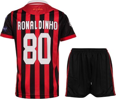 Дитяча футболка Мілана Роналдіньо 80 Без спеціального дизайну Лімітована серія Футбольна футболка Шорти для дітей та підлітків Розмір Домашній 176