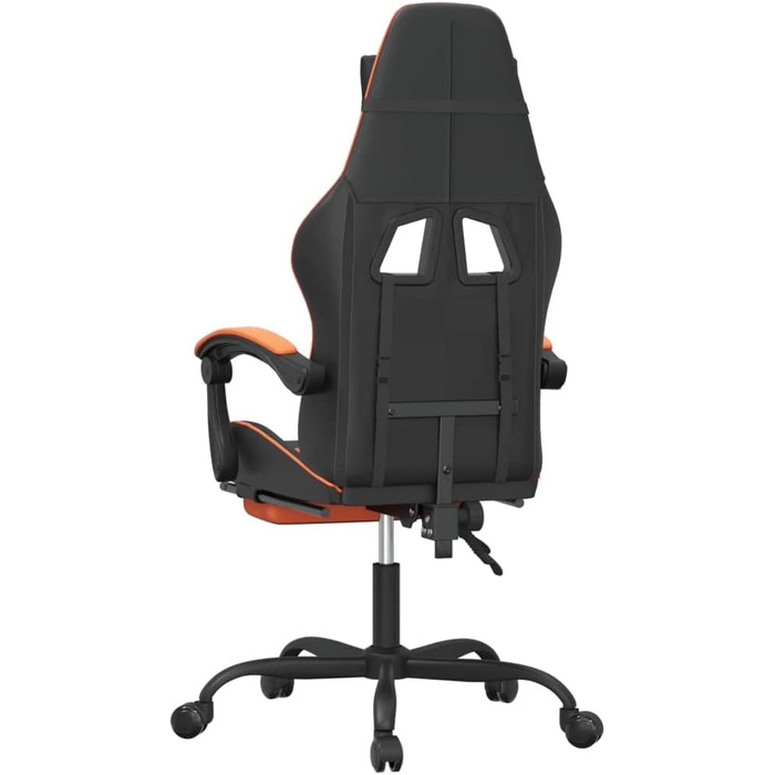 Офісне обертове крісло, ігрове крісло з підставкою для ніг та регульованою спинкою з чорно-помаранчевої штучної шкіри, офісні меблі