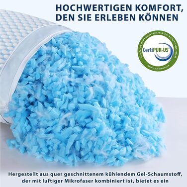 Подушка з піни з ефектом пам&39яті, охолоджувальна подушка, подушка для шиї, ергономічна подушка для сну на боці, спині та животі (синьо-білий, 40x80 см) 40x80 см синьо-білий