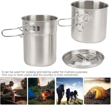 Складана кемпінгова чашка/кухоль/кемпінговий горщик, 2 шт. зовнішня пляшка/чашка з нержавіючої сталі/легкий кемпінговий горщик/рюкзачний посуд