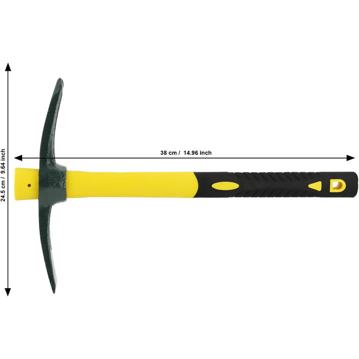 И Міцна кирка Поперечна мотика Садова мотика з кованим сталевим наконечником і 38-сантиметровою ручкою зі скловолокна з пластиковим покриттям Плоска мотика для кемпінгу, геологорозвідки, полювання та садівництва, 2 шт.