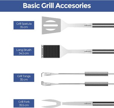 Набір аксесуарів для гриля Edihome, 25 предметів, професійний набір із нержавіючої сталі в кейсі, преміум-подарунок для чоловіків