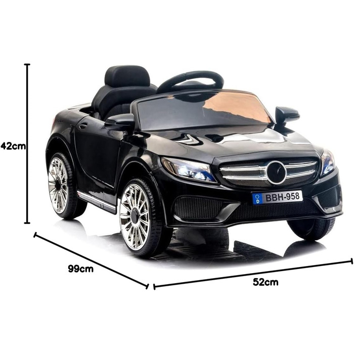 Ігровий будиночок дитячий електромобіль Cabrio GT, для дітей з USB LED, дитячий автомобіль (чорний)