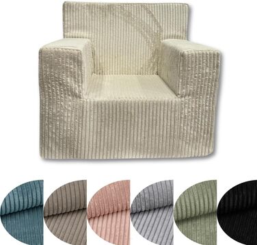 Дитяче крісло FORTISLINE з вельвету (547x34 см) - М&39яке та безпечне ігрове крісло та дитячий диван - Сертифіковане Oeko-Tex крісло з пінопласту - Дитяче крісло для дитячої кімнати, світло-зелене