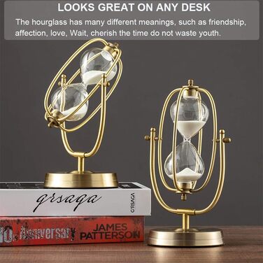 Пісочний годинник SuLiao для посуду, поворотний на 720, старовинний білий пісочний годинник, вінтажний пісочний годинник 1 Hora Reloj de Arena, великий метал, пісочний годинник, офіс, письмовий стіл, дім, весільне оформлення (білий, 60 хвилин)