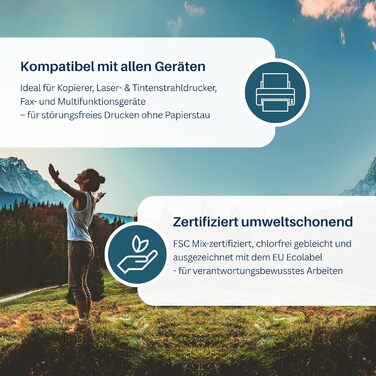 Папір для принтера SAD DIN A4 2500 аркушів, 80 г/м, яскраво-білий CIE 161, універсальний папір оптом, підходить для всіх принтерів, високоякісний копіювальний папір, сертифікований FSC