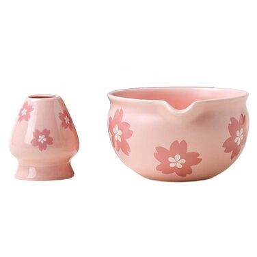 Набір для чайної церемонії Квітуча Сакура 2 традиційні японські чаші для матча та підставка для вінчика