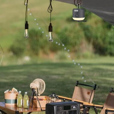 Наметовий світильник з вентилятором - зарядний від USB з 4 швидкостями вітру, як спорядження для виживання Кемпінговий вентилятор з гачком для приміщень, вулиці, офісу, відключення електроенергії, автомобіля, тенту