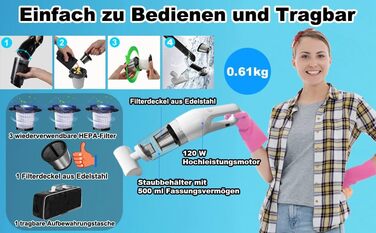 Ручний пилосос, 18000/15000Pa Акумулятор 6000mAh Безмішковий Мокрий Сухий Тест Переможець Автомобільний пилосос 2-ступінчастий всм