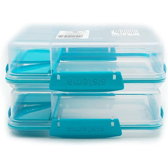 Набір контейнерів для обіду Sistema Подвійний перекус, 975 мл - кольори м'ятний/блакитний