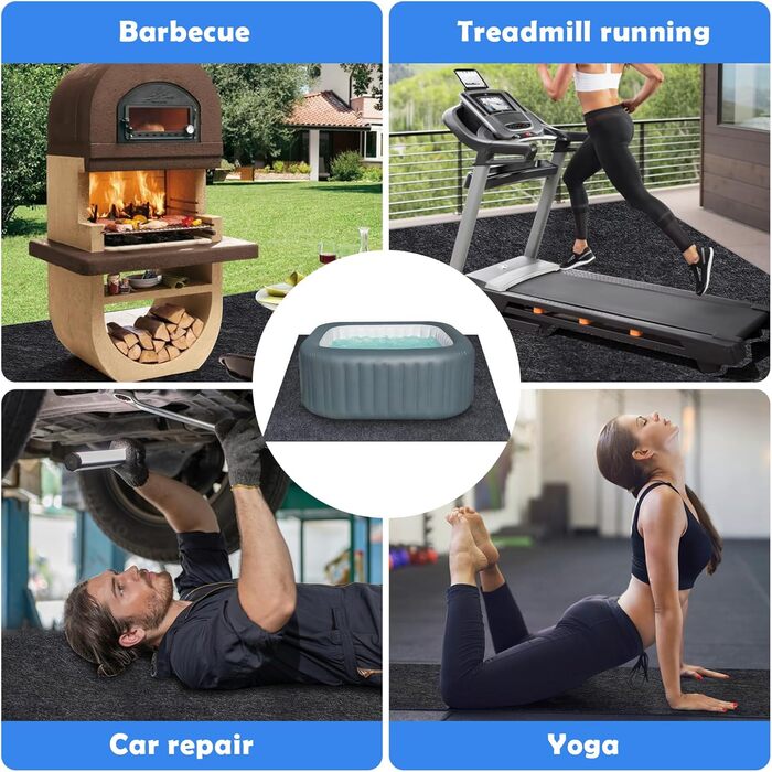 Килимок для гідромасажу 254 x 254 см, надзвичайно великий надувний килимок для гідромасажу для використання в приміщенні та на вулиці, водонепроникний, нековзка підкладка, абсорбуючий килимок для підлоги, захищає гідромасаж від зносу. Квадратний килимок д