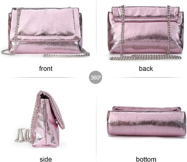 Маленький клатч з ланцюжком, модна сумка через плече, елегантна вечірня сумочка, міні-сумочка, рожевий