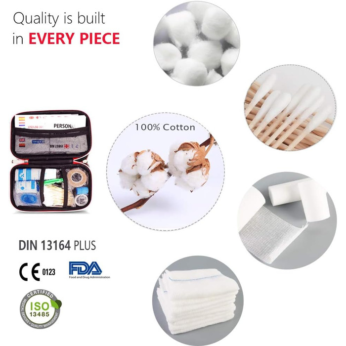 Аптечка першої допомоги, 200-штучний медичний компактний комплект для виживання з легкою жорсткою коробкою для автомобіля мотоцикл