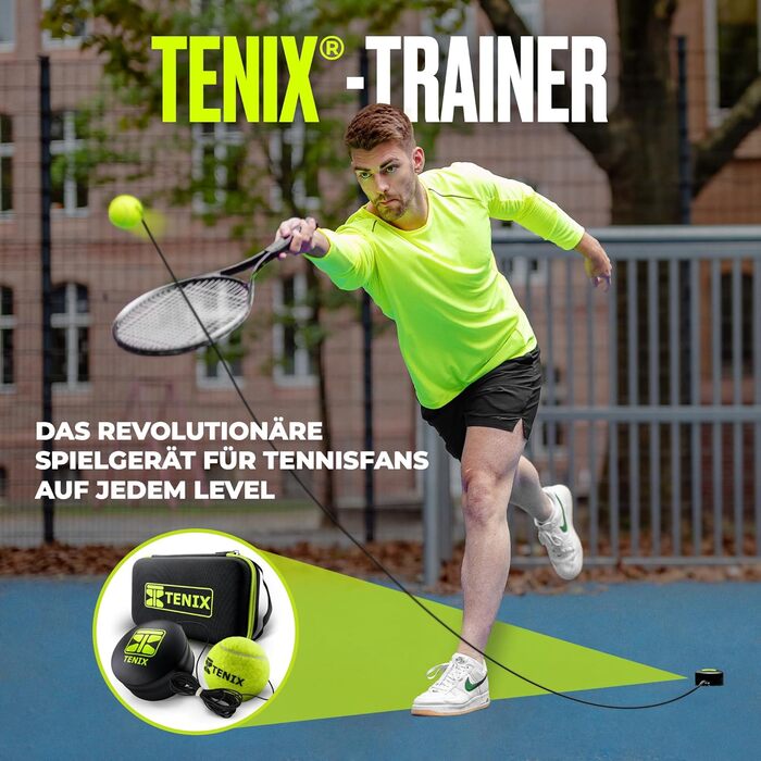 Тенісний тренажер TENIX Power Grip автотренажер для дітей та дорослих грайте соло у дворі, парку, на корті м’яч на гумці 5 м + антиковзка база + чохол 1000 ударів без партнера оригінал 2025