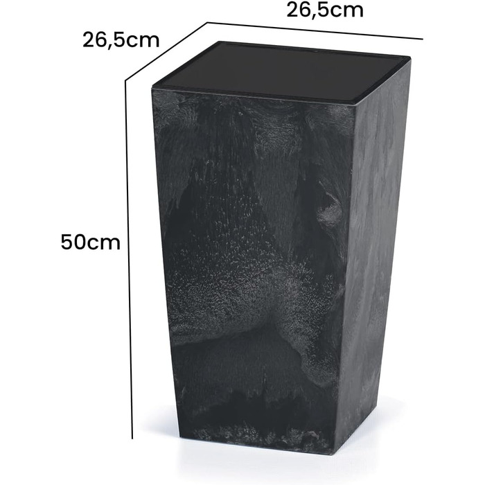 Квітковий горщик Deuba 26 л 50x26,5x26,5 см, імітація бетону, з полицею, для приміщень та вулиці, ящик для квітів, антрацитовий, 26 літрів, антрацитовий