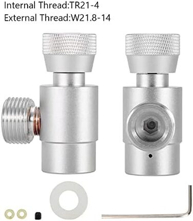 Балон CO2 Наповнення бака CO2 Заправний бак CO2 TR21-4 до W21.8 Комплект для підключення редуктора тиску в циліндрі для набору адаптерів для заправки Бак Підключення пляшки Homebrew Kit (срібний адаптер без лічильника)