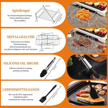 Аксесуари для фритюрниці з 2 силіконовими формами для фритюрниці, двошаровою решіткою для гриля, двозонними аерофритюрницями Аксесуари для фритюрниці Ninja AF300EU AF400EU, COSORI 8.5 л, Cookwise 9 л, мікрохвильова піч, стиль духовки 2