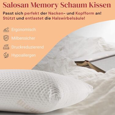 Подушка для шиї 72x42x12 см - Ортопедична подушка з піною з ефектом пам&39яті, що знімає тиск. Ергономічна подушка для сну на животі, спині та на боці. Подушка для проблем з шиєю 80 x 40 x 12 см