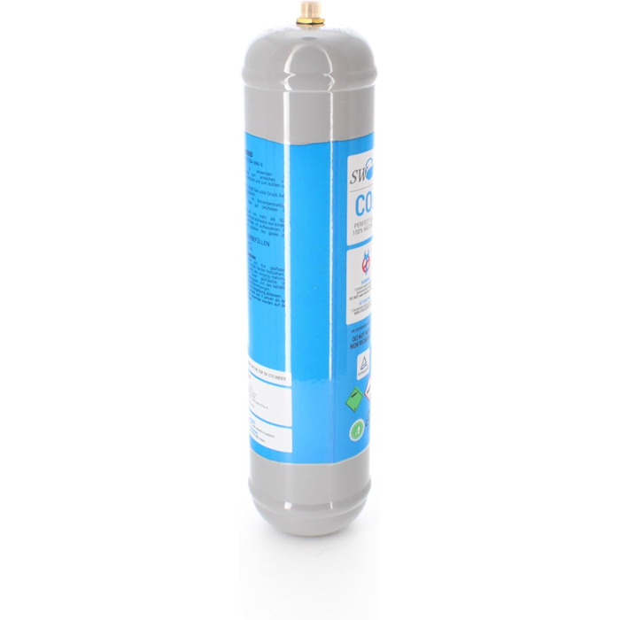 Одноразова циліндрична пляшка Swan CO2 600 гр E290 З'єднання для вуглекислого газу 11 м для виробників газованої води, охолоджувальних установок та диспенсерів для питної води, 6 шт.