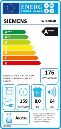 Сушильна машина Siemens easyClean iQ500 Single до 8 кг з тепловим насосом енергоспоживання 176 кВтгод/рік,   біла