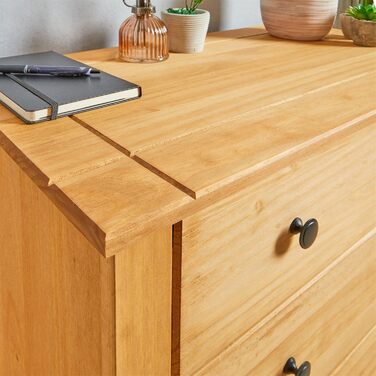 Комод CARO Furniture Cancun у стилі кантрі, виготовлений з масиву сосни, сучасний сервант з 4 шухлядами, сервант з тонованою та вощеною поверхнею