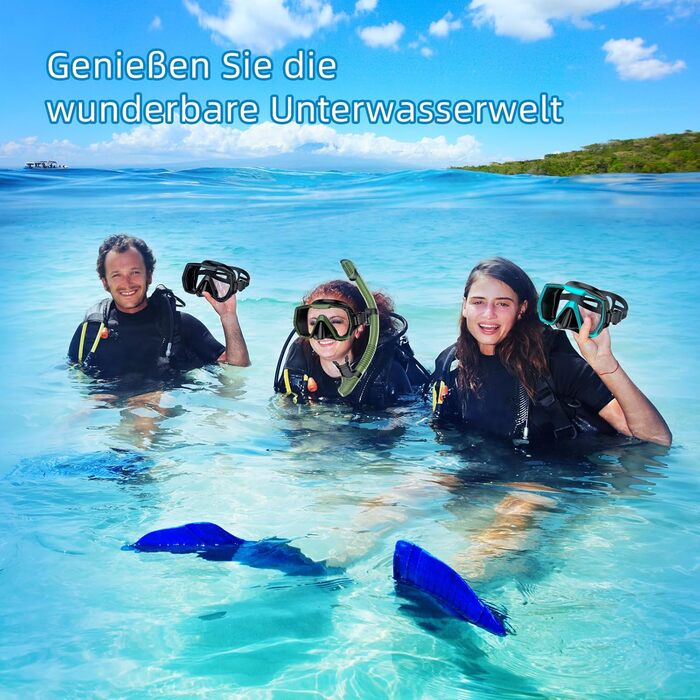 Набір для дорослого з маскою, спорядження для підводного плавання, лінзи із загартованого скла із захистом від протікання та запотівання, маска для плавання з панорамним видом, суха кришка, набір для підводного плавання та дайвінгу, чорний