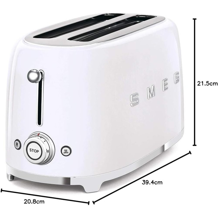 Тостер Smeg TSF02WHEU білий, металевий