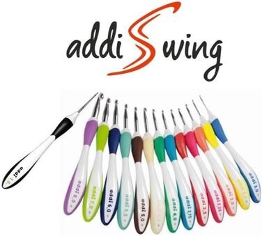 Ручка addi Swings, розмір 3,00 мм, гачок для вязання, алюміній із пластиком, різнокольоровий, 24 x 6,5 x 2 см