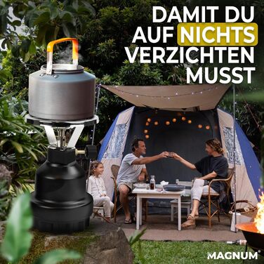 Набір газових плит Magnum для кемпінгу E190 з 4 газовими картриджами, газова плита/варильна поверхня з 1 конфоркою, підходить для активного відпочинку, походів, пікніків, кемпінгу та заходів Синій алюміній 10k