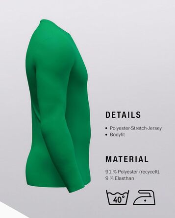 Футболка JAKO Function з довгим рукавом унісекс, розмір L, зелена