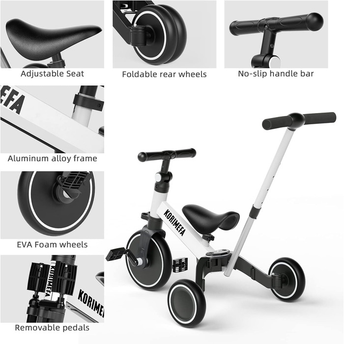 В 1 дитячий триколісний велосипед-балансир від 1 року, дитячі триколісні велосипеди-балансири з регульованим по висоті сидінням дл