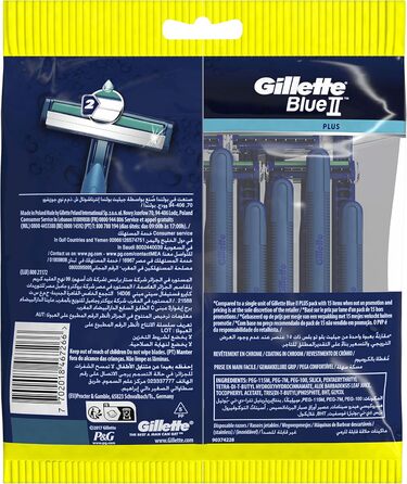 Одноразові чоловічі леза Gilette BlueII Plus, 20 шт.