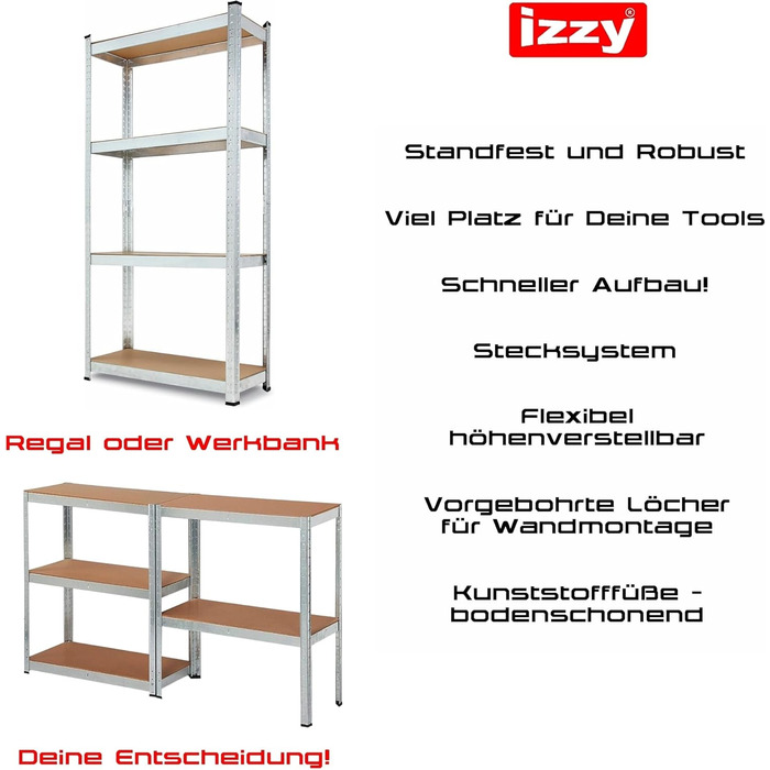 Полиця, міцна металева полиця для підвалу, надміцна полиця, полиця для зберігання, що вставляється в розетку, легко збирається, оцинкована, 4 полиці розміром 150 x 75 x 30 см, вантажопідйомність 280 кг 1 полиця - 150 x 75 x 30 см, 1
