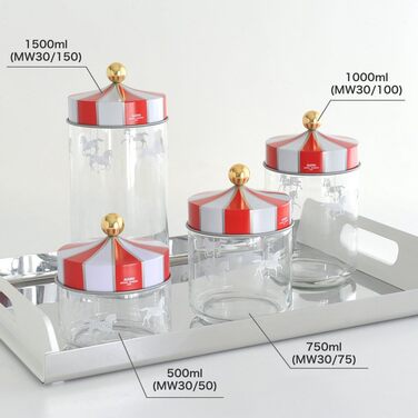 Кухонний контейнер Alessi з герметичною кришкою, жерсть, скло, різнокольоровий, 10,5 x 10,5 x 24,5 см