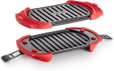 Гриль для мікрохвильової печі Lku, гриль для мікрохвильової печі, сталевий, червоний і чорний, стандарт 25,2 x 14,8 см