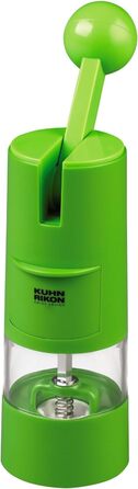 Подрібнювач з тріскачкою KUHN RIKON Salt Mill & Pepper Mill, ручний млин для спецій, зелений, регульований керамічний подрібнювач, пластик, 5,8 x 5,8 x 21,5 см