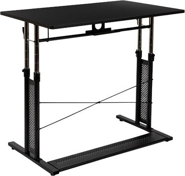Стіл Flash Furniture з регульованою висотою, металевий, чорний, 99,7 см Ш x 60,3 см Г x 69,290,8 см В Чорний 39,25&39 Ш x 23,75&39 Г x 27,25-35,75&39 В