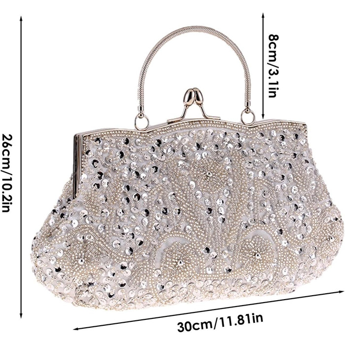 Клатч Перлинний Вечір - Розкішна жіноча сумочка з перлів та ланцюжка для вечірок та урочистих подій. Срібляста перлинна сумочка для нареченої.