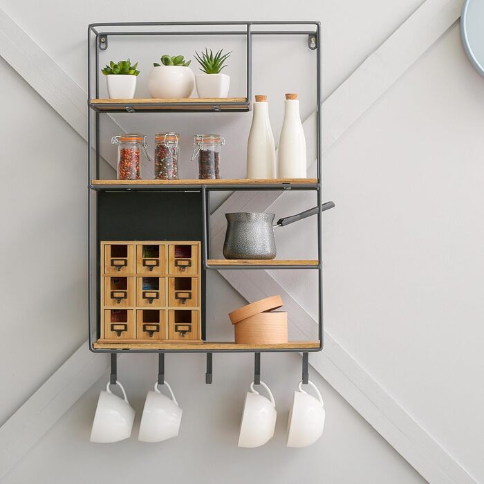 Органайзер для чаю Relaxdays, 9 відділень, бамбук, ВxШxГ 29 x 30 x 11,5 см, для стояння або підвішування, для зберігання чаю, натуральний