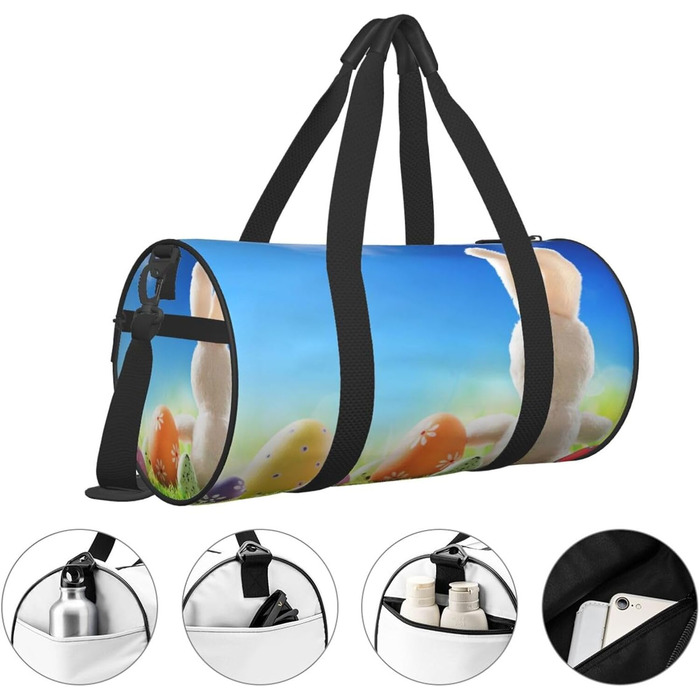 Велика спортивна сумка-мішок для подорожей Великдень, міцна, чорна, універсальний розмір