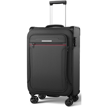 Розширюваний валіза-кейc з мяким корпусом - ручна поклажа, малий розмір 55x38x23 см, тканинний валіза на колесах, водонепроникний, з 4 колесами та TSA замком, обєм 48 літрів, чорний S Чорний