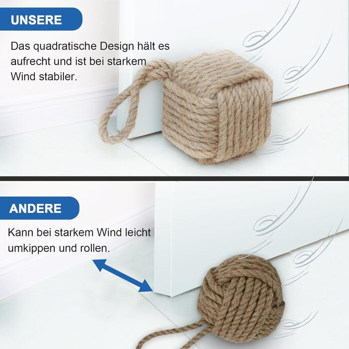 Декоративний морський обмежувач дверей ручної роботи з ручкою, джутовий обтяжений внутрішній обмежувач дверей матроський вузол для